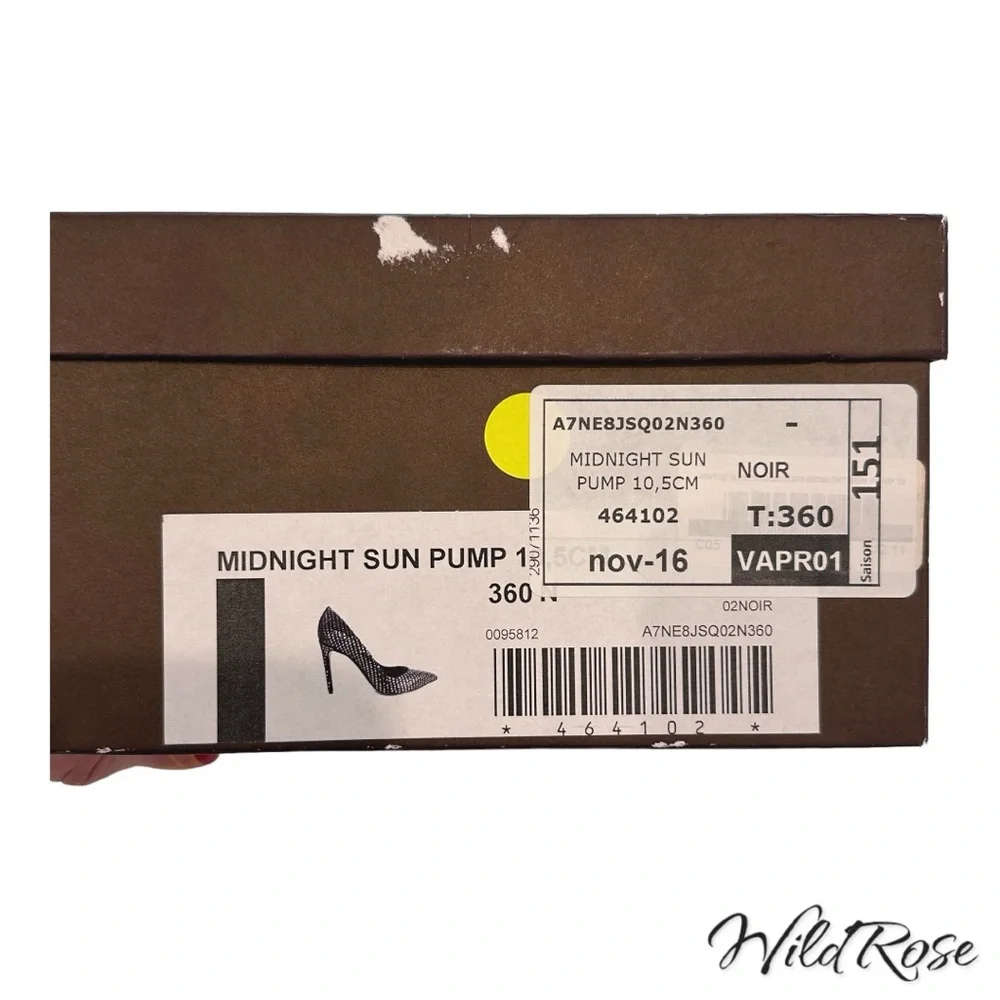 Louis Vuitton LV ‘Midnight Sun’ Black & Gold Sequins Pointy Toe Leather Pumps 36 - Picture 12 of 16